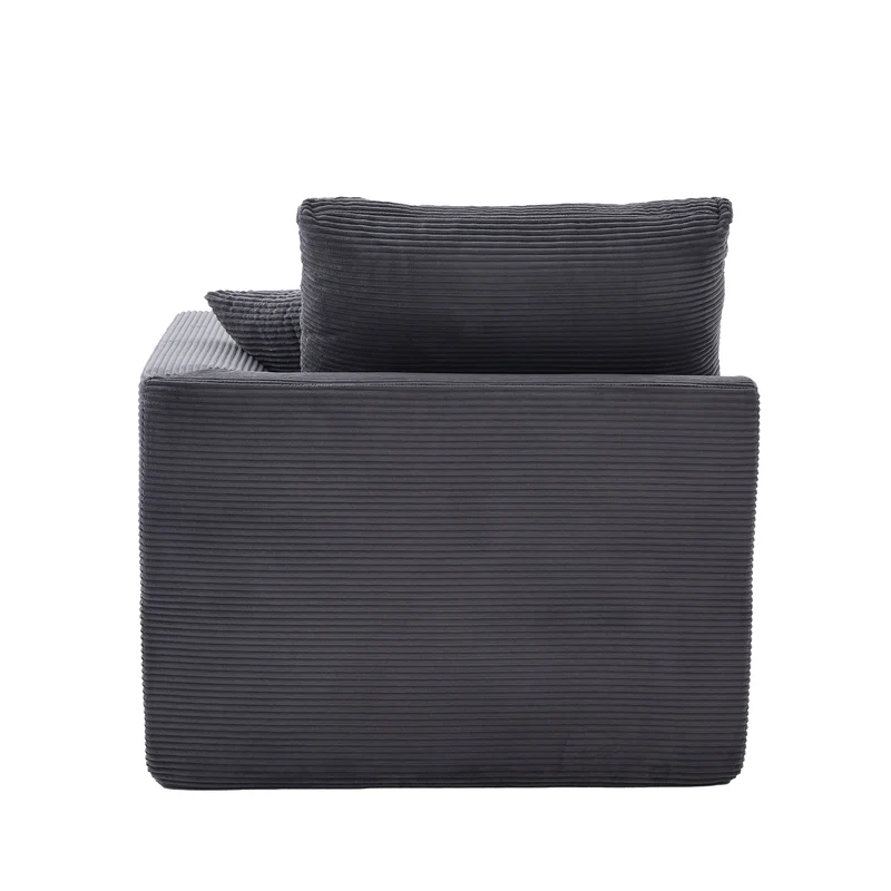 Fauteuil chauffeuse modulable en velours côtelé gris foncé 101x102,5x84cm ZENITHIQUE