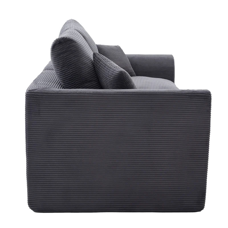 Fauteuil chauffeuse modulable en velours côtelé gris foncé 101x102,5x84cm ZENITHIQUE