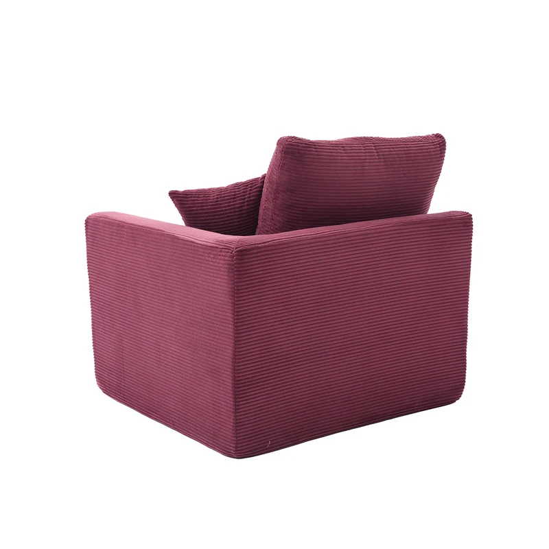 Fauteuil chauffeuse modulable en velours côtelé prune 101x102,5x84cm NOVAEON