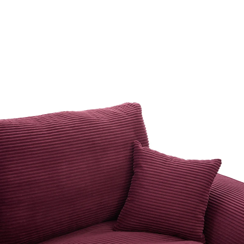Fauteuil chauffeuse modulable en velours côtelé prune 101x102,5x84cm NOVAEON