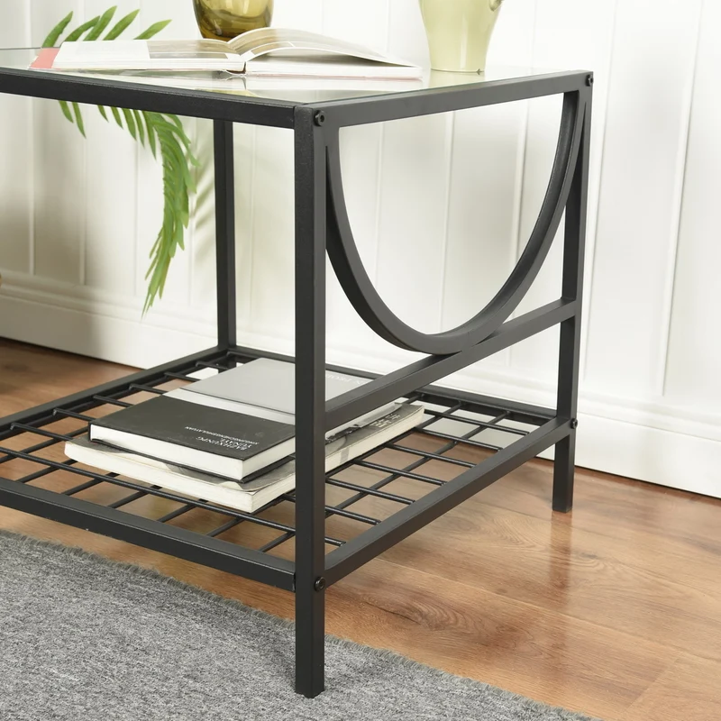 Bout de canapé moderne en verre et métal JANKIN END TABLE