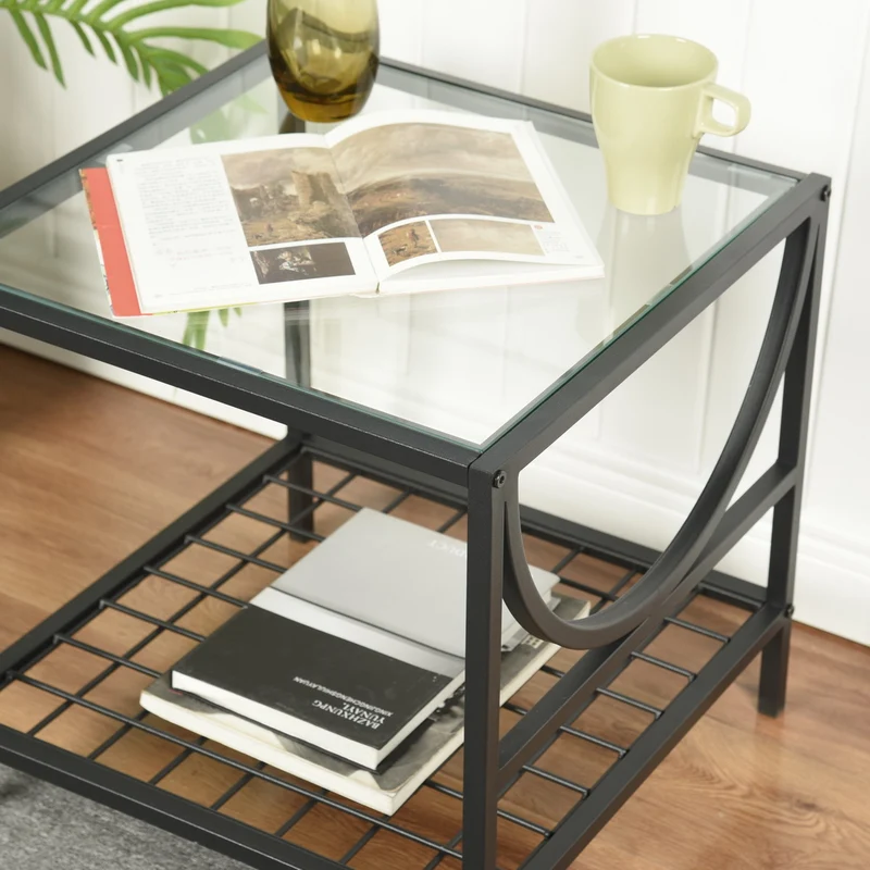 Bout de canapé moderne en verre et métal JANKIN END TABLE