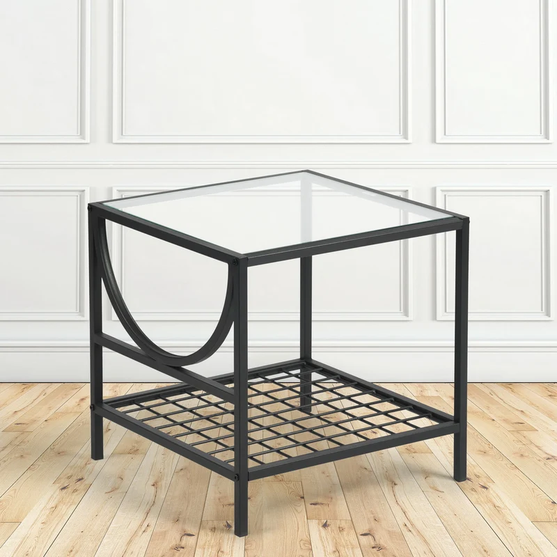 Bout de canapé moderne en verre et métal JANKIN END TABLE