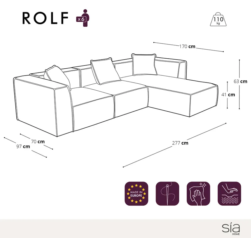 Canapé grand angle droit ROLF Tissu bouclette