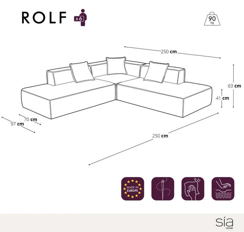 Canapé d'angle ROLF Velours côtelé