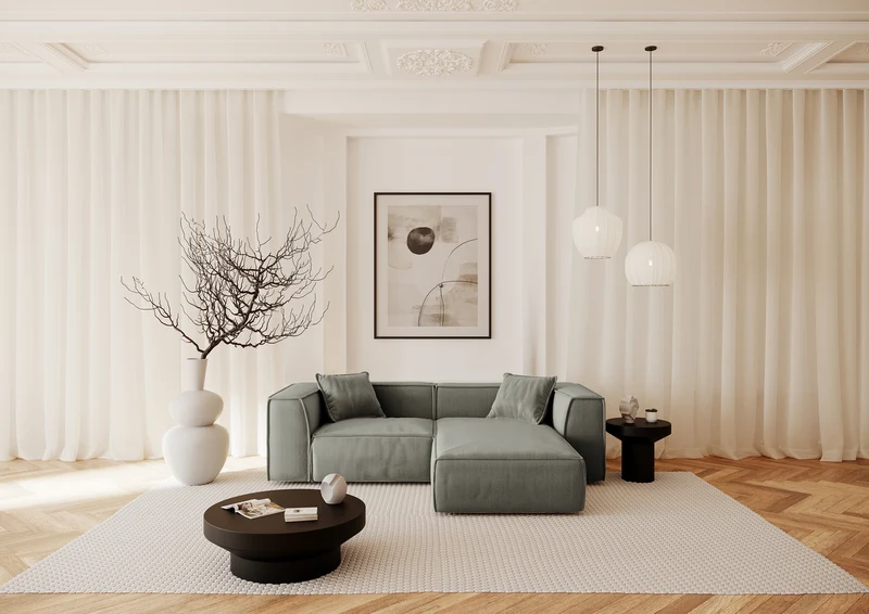 Canapé d'angle droit ROLF Velours côtelé