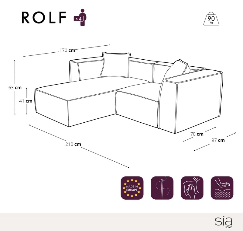 Canapé d'angle gauche ROLF Tissu tramé