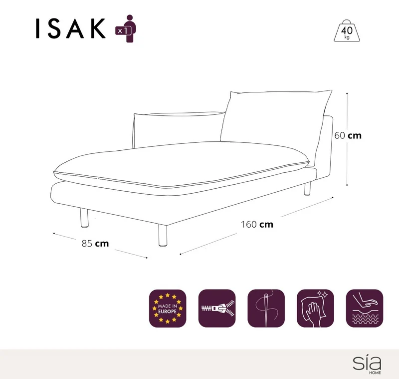 Méridienne gauche ISAK Tissu tramé
