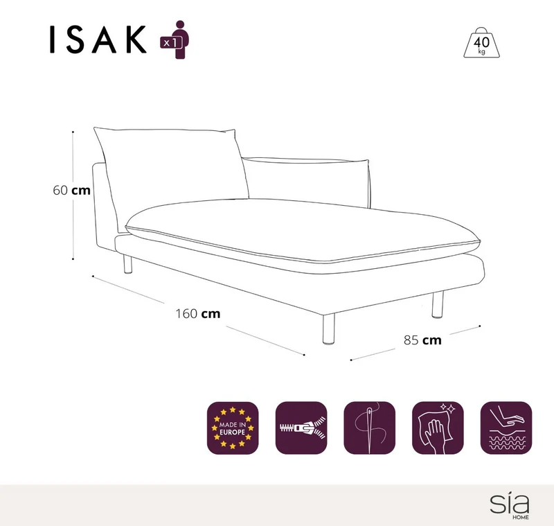 Méridienne droite ISAK Tissu tramé