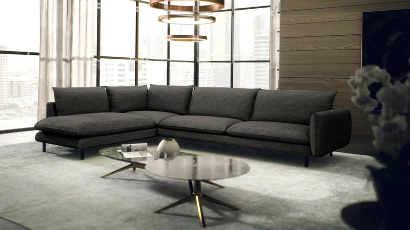 Canapé grand angle gauche ISAK Tissu tramé