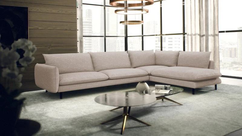 Canapé grand angle droit ISAK Tissu tramé
