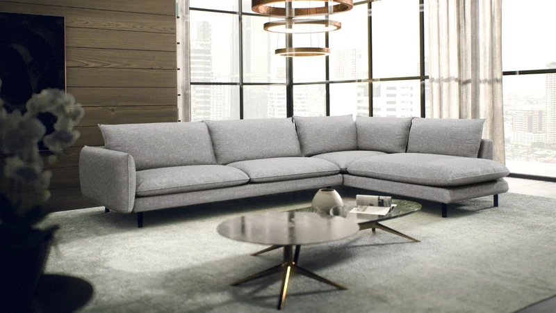 Canapé grand angle droit ISAK Tissu tramé