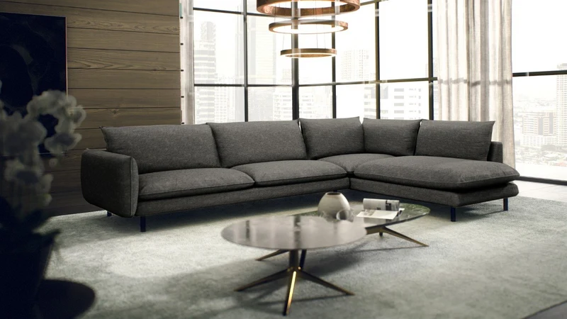 Canapé grand angle droit ISAK Tissu tramé