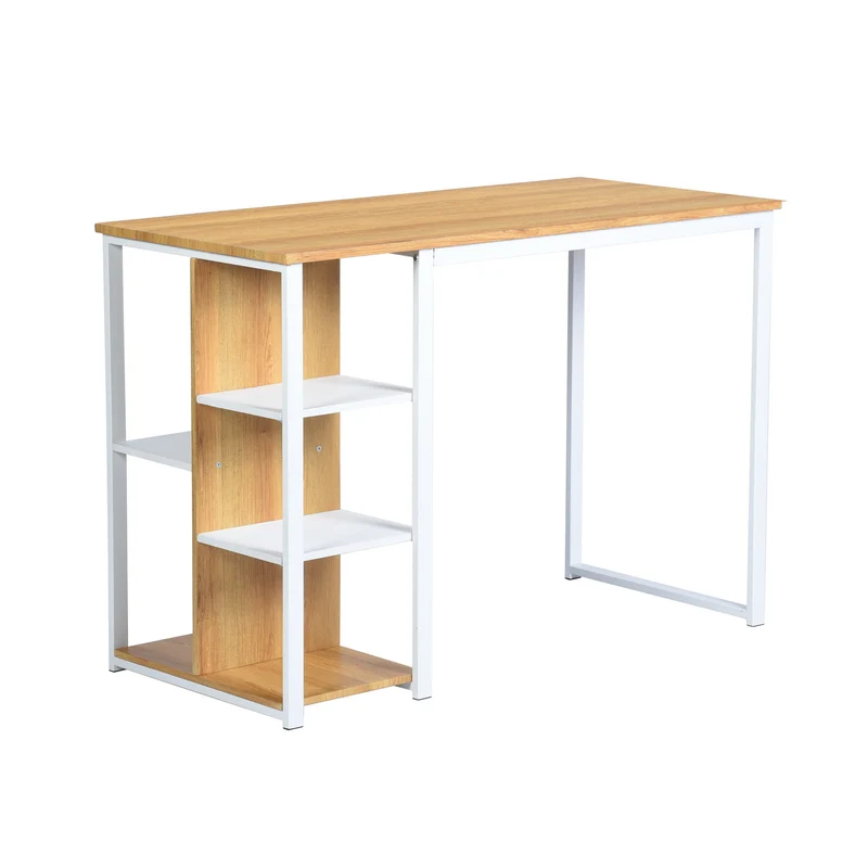Bureau moderne avec cinq étagères blanc et bois de chêne JESUSA