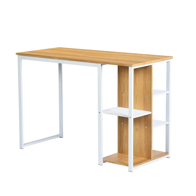 Bureau moderne avec cinq étagères blanc et bois de chêne JESUSA