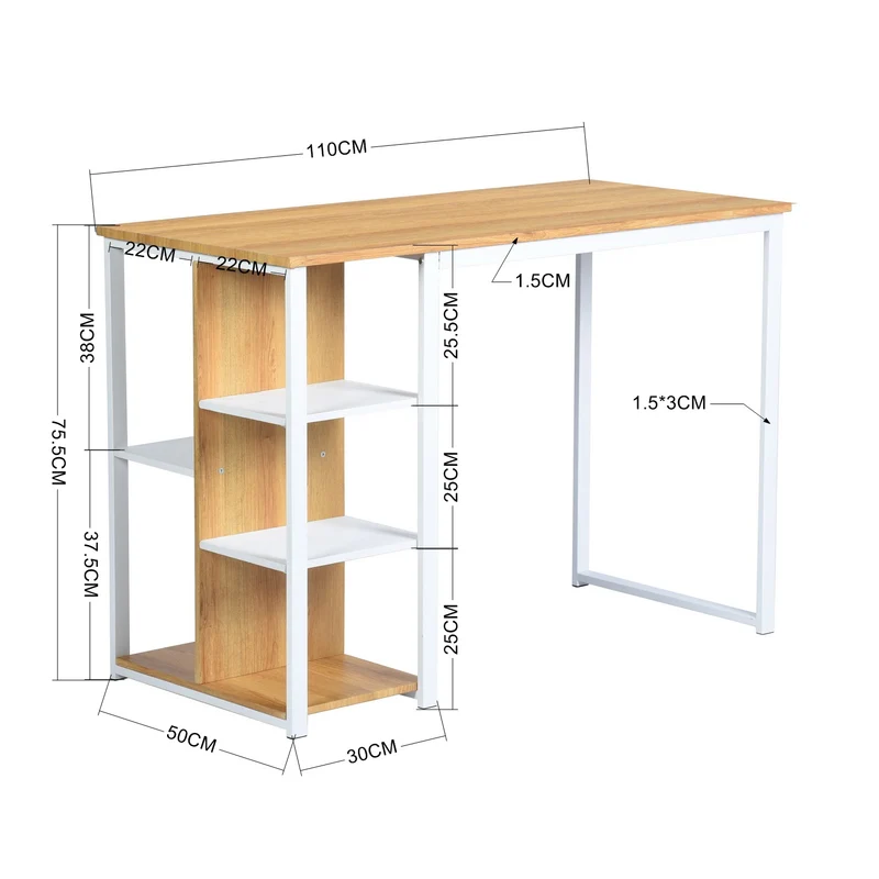 Bureau moderne avec cinq étagères blanc et bois de chêne JESUSA
