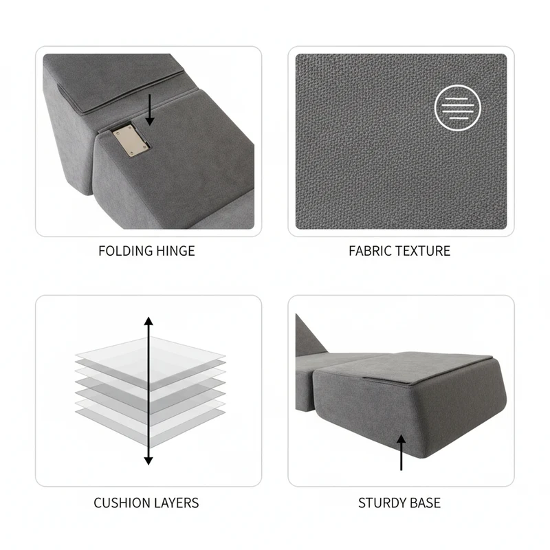 Canapé fauteuil convertible flanelle gris 3-en-1 matelas 1 place pliant ECHOELLA
