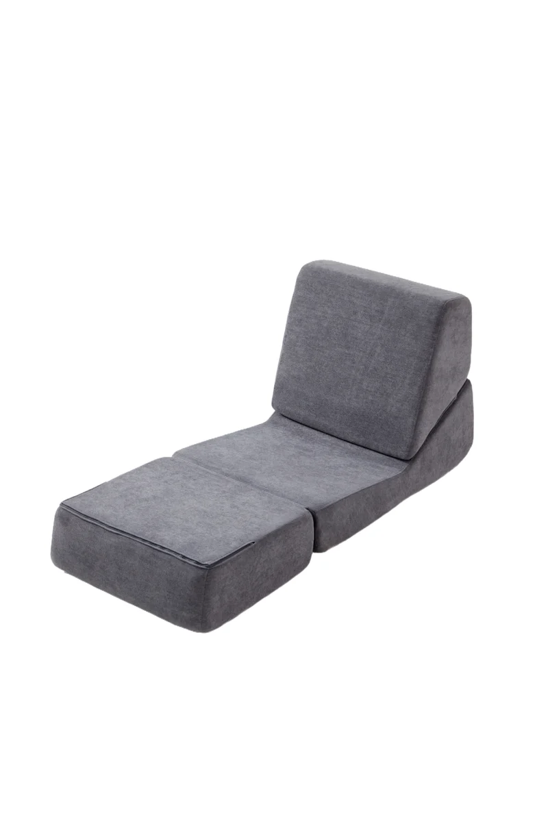 Canapé fauteuil convertible flanelle gris 3-en-1 matelas 1 place pliant ECHOELLA