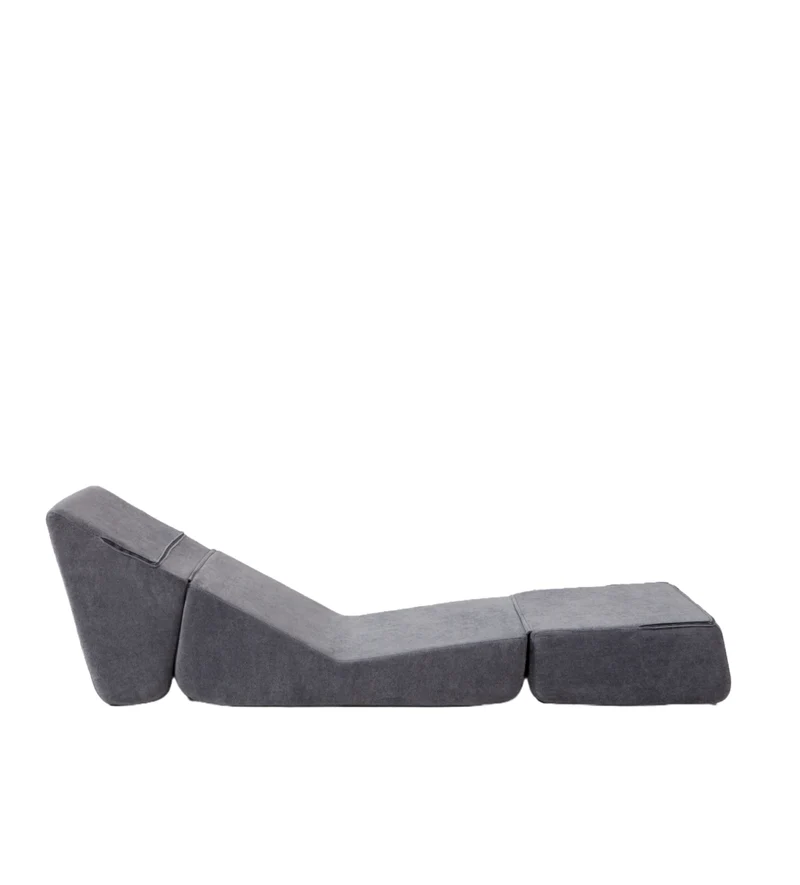 Canapé fauteuil convertible flanelle gris 3-en-1 matelas 1 place pliant ECHOELLA