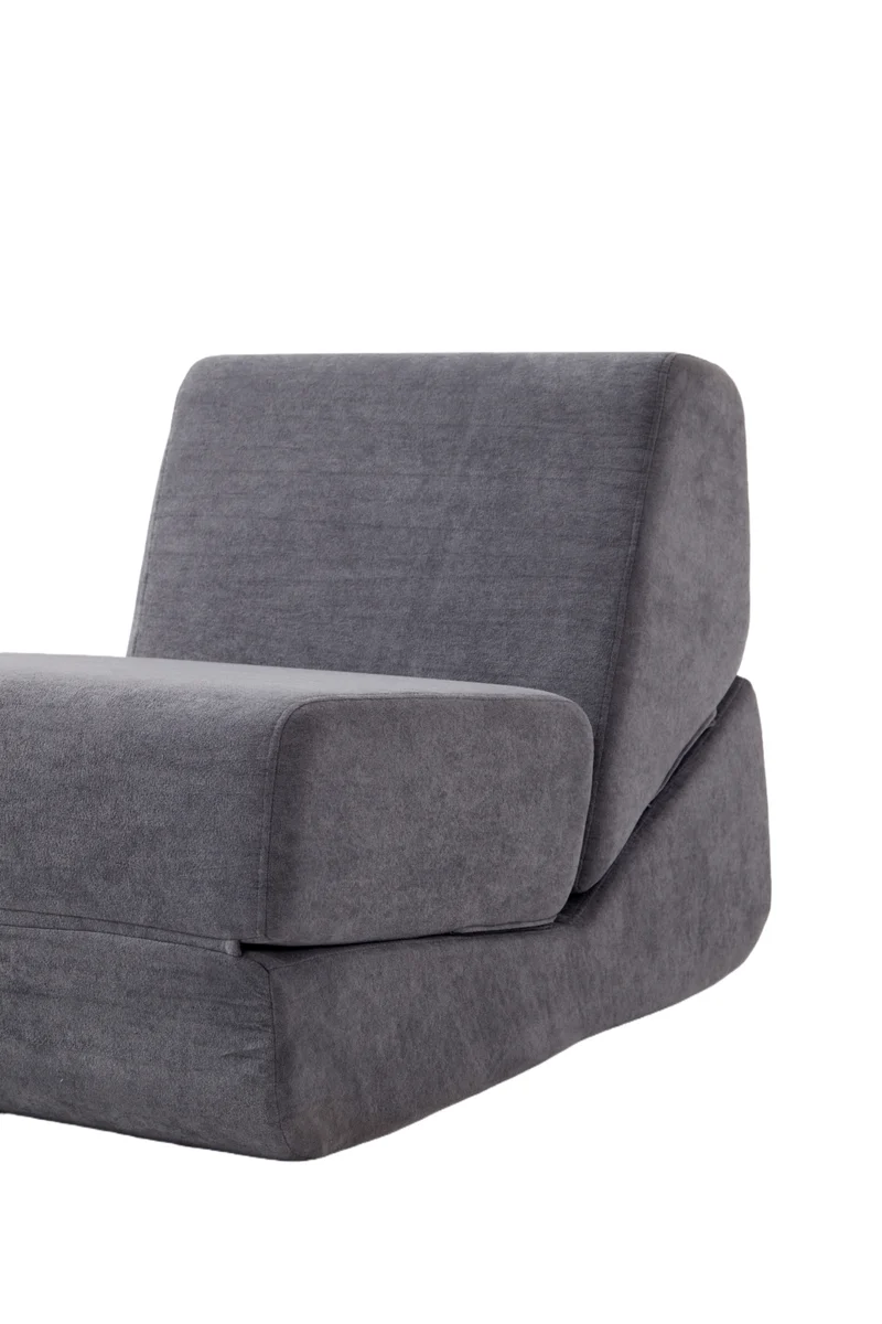 Canapé fauteuil convertible flanelle gris 3-en-1 matelas 1 place pliant ECHOELLA