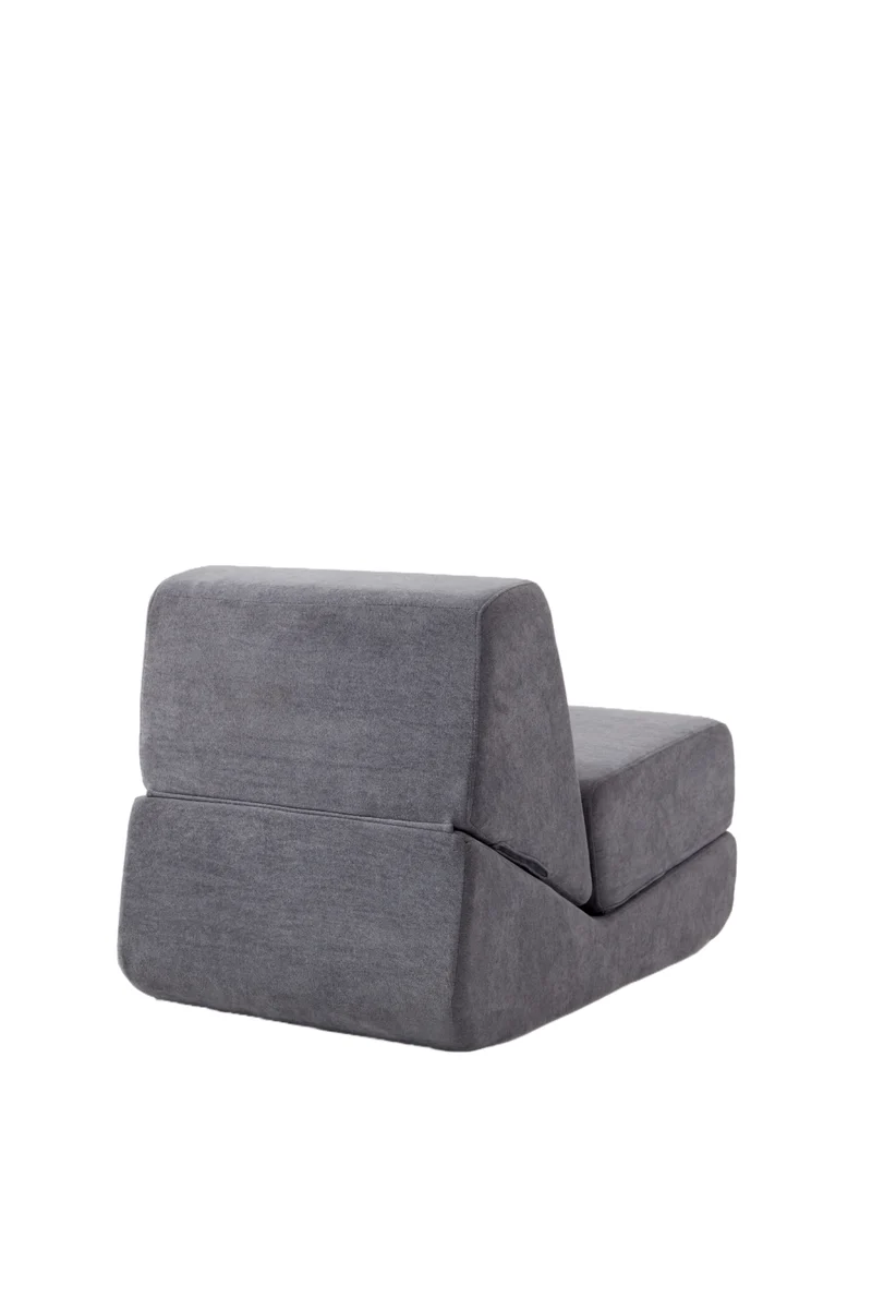 Canapé fauteuil convertible flanelle gris 3-en-1 matelas 1 place pliant ECHOELLA