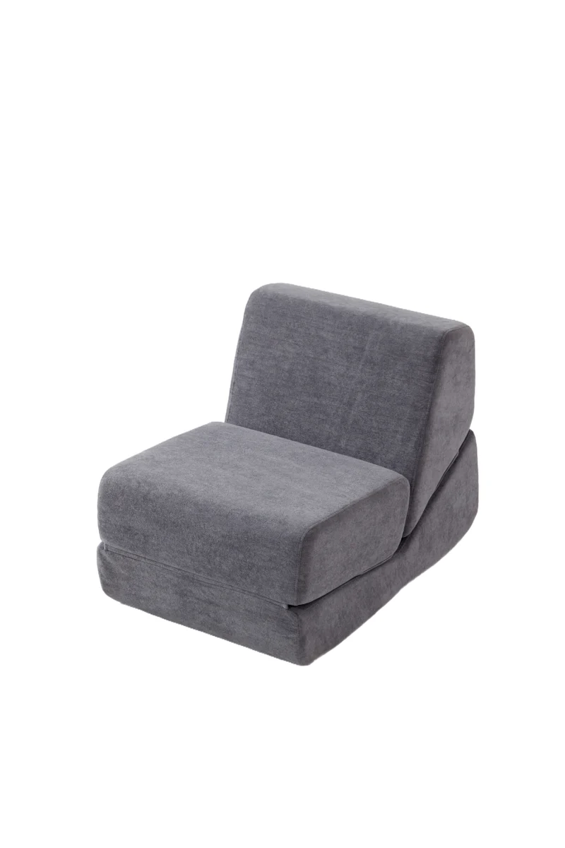 Canapé fauteuil convertible flanelle gris 3-en-1 matelas 1 place pliant ECHOELLA