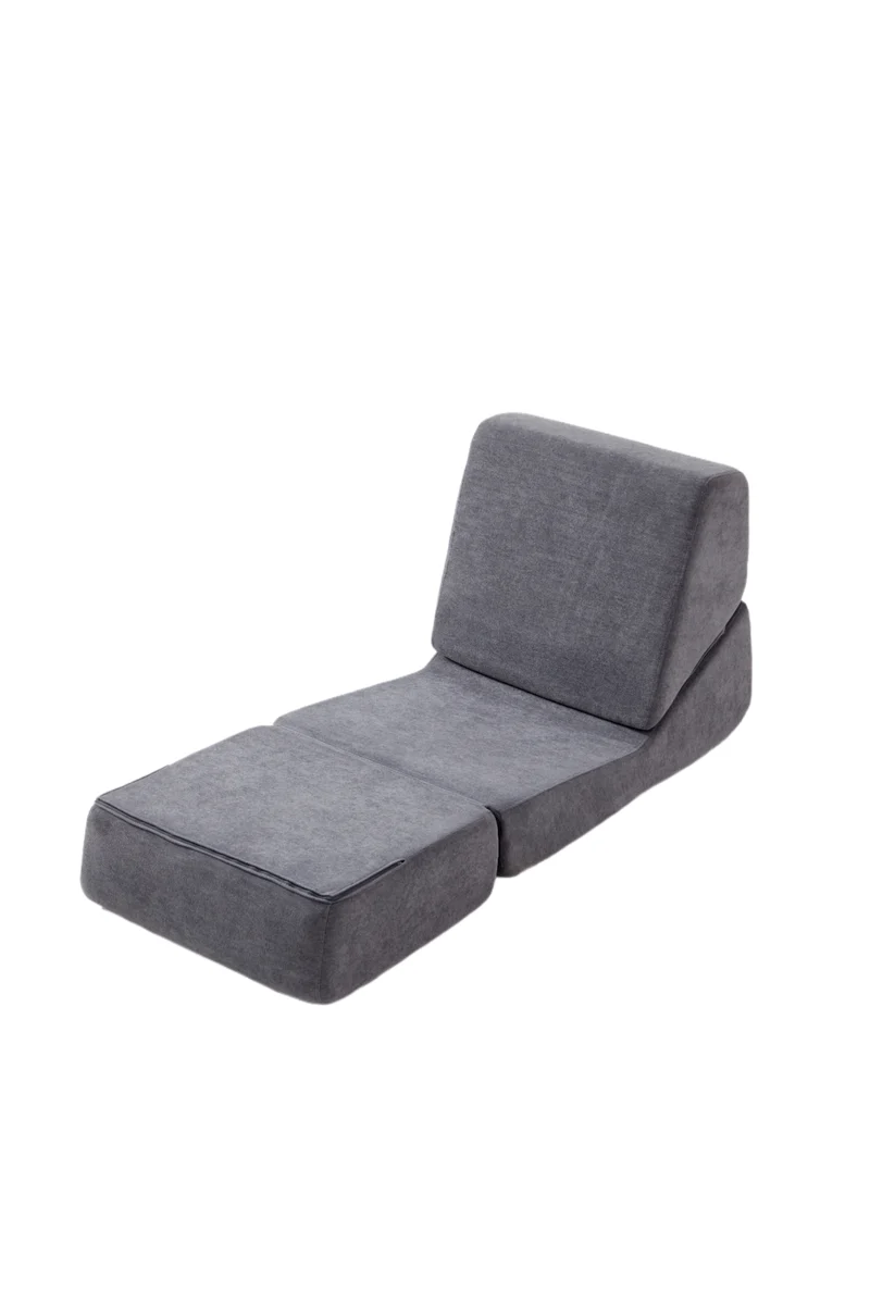 Canapé fauteuil convertible flanelle gris 3-en-1 matelas 1 place pliant ECHOELLA