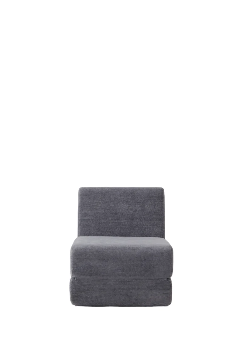 Canapé fauteuil convertible flanelle gris 3-en-1 matelas 1 place pliant ECHOELLA