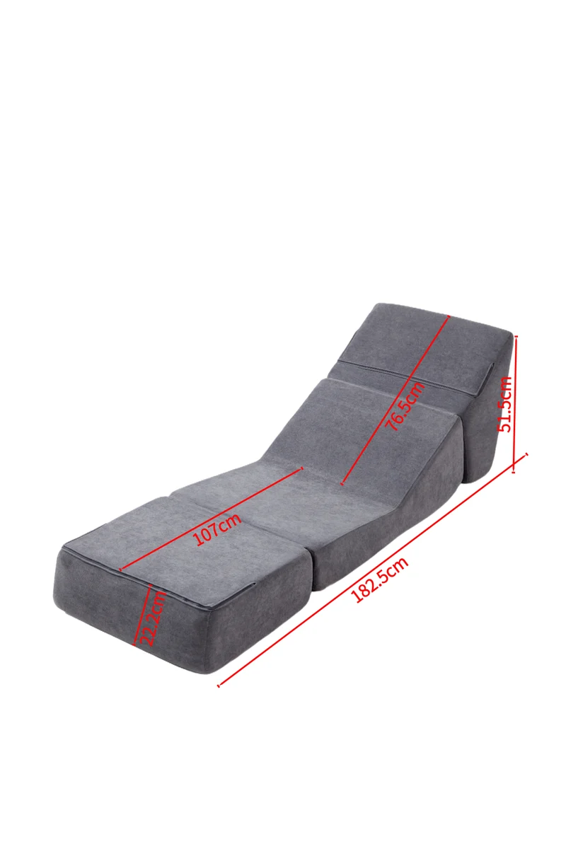 Canapé fauteuil convertible flanelle gris 3-en-1 matelas 1 place pliant ECHOELLA