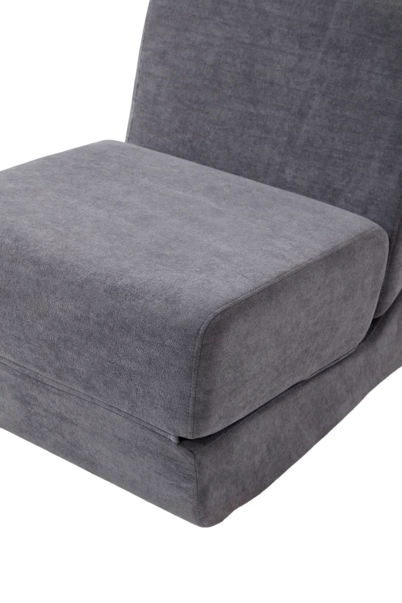 Canapé fauteuil convertible flanelle gris 3-en-1 matelas 1 place pliant ECHOELLA