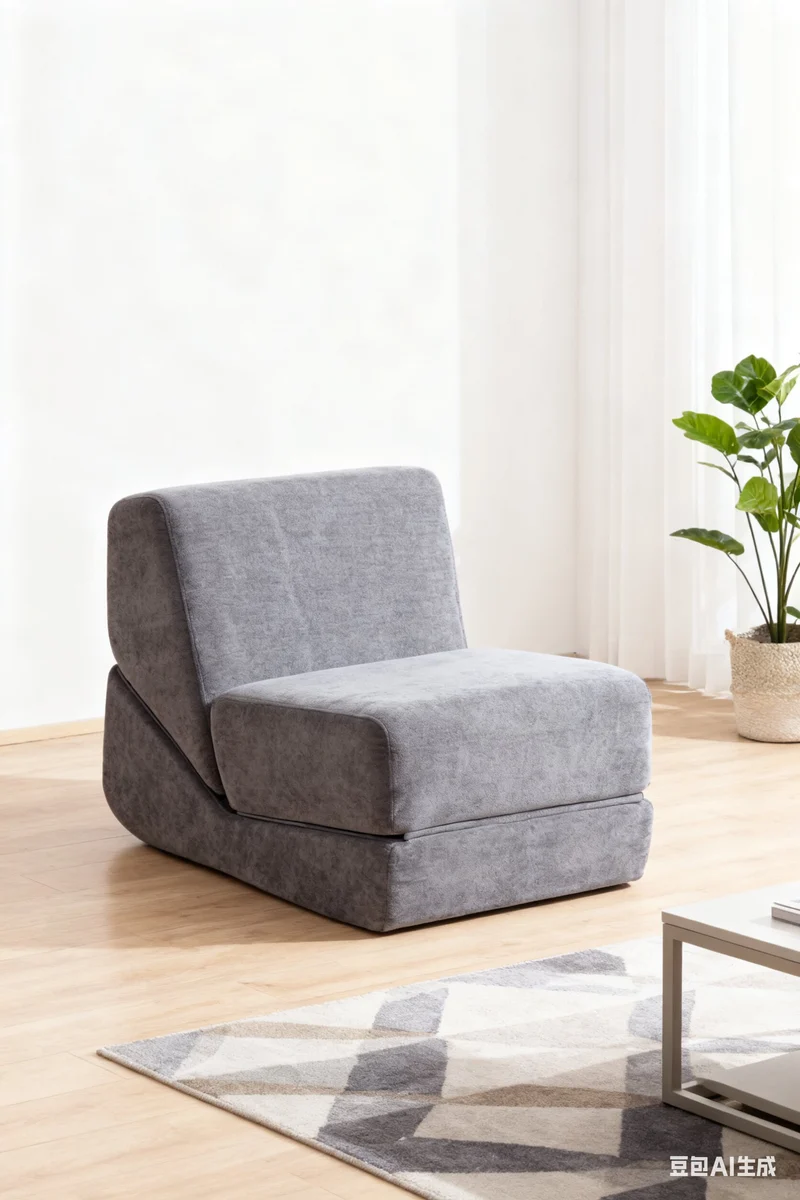 Canapé fauteuil convertible flanelle gris 3-en-1 matelas 1 place pliant ECHOELLA