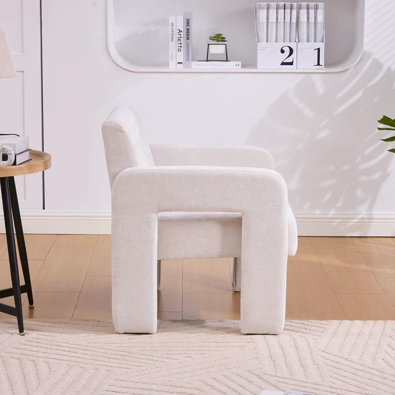 Fauteuil en chenille beige 67,5x69x74,5cm AURAERA