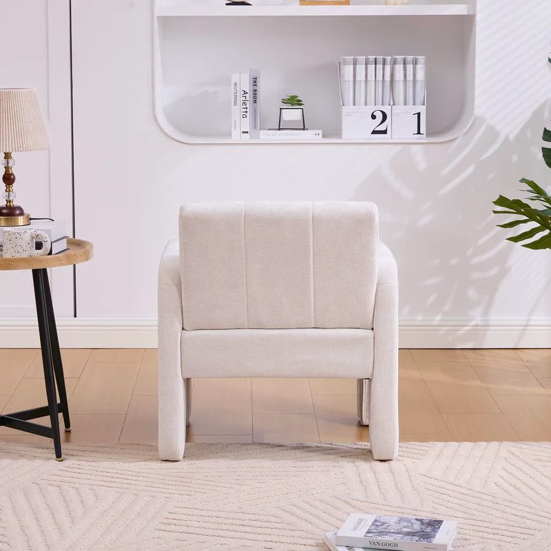 Fauteuil en chenille beige 67,5x69x74,5cm AURAERA