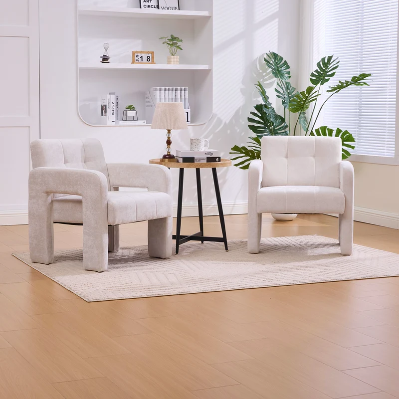 Fauteuil en chenille beige 67,5x69x74,5cm AURAERA
