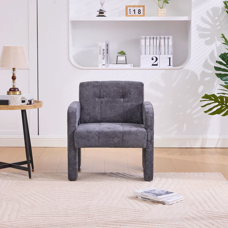 Fauteuil en chenille gris foncé 67,5x69x74,5cm ZENITHINA