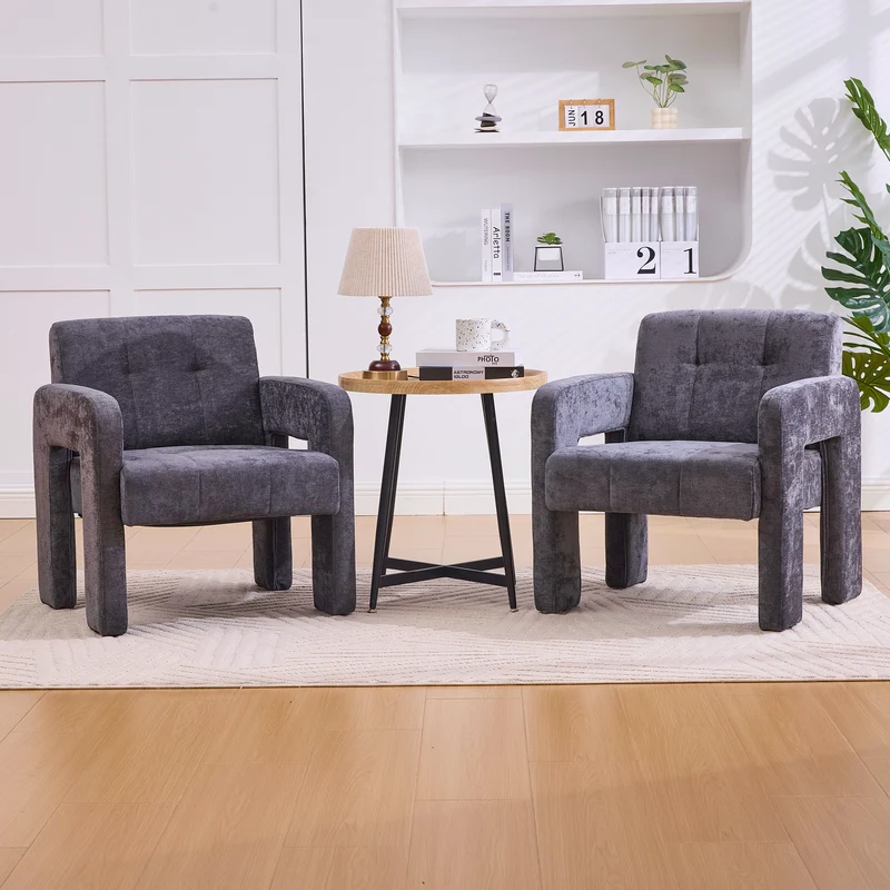 Fauteuil en chenille gris foncé 67,5x69x74,5cm ZENITHINA