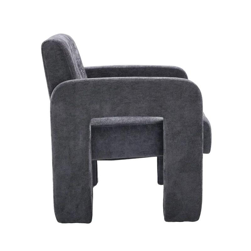 Fauteuil en chenille gris foncé 67,5x69x74,5cm ZENITHINA