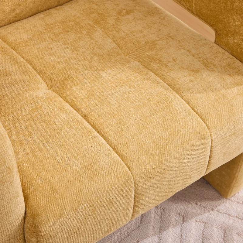 Fauteuil en chenille jaune moutarde 67,5x69x74,5cm CRESCENTELLE