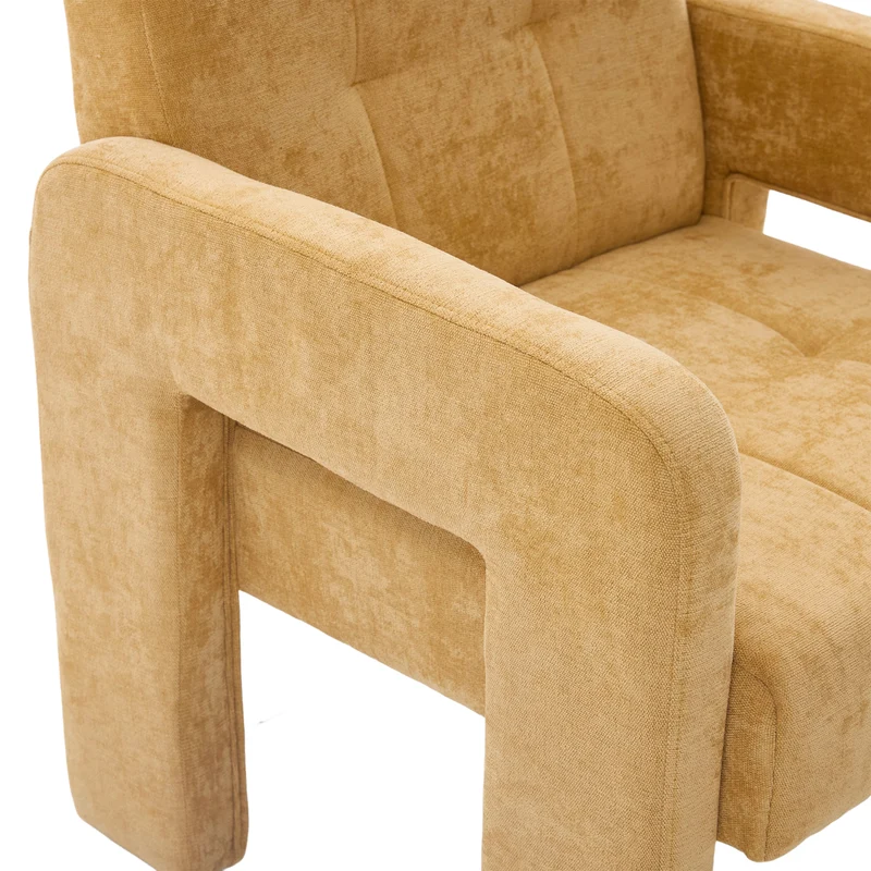 Fauteuil en chenille jaune moutarde 67,5x69x74,5cm CRESCENTELLE