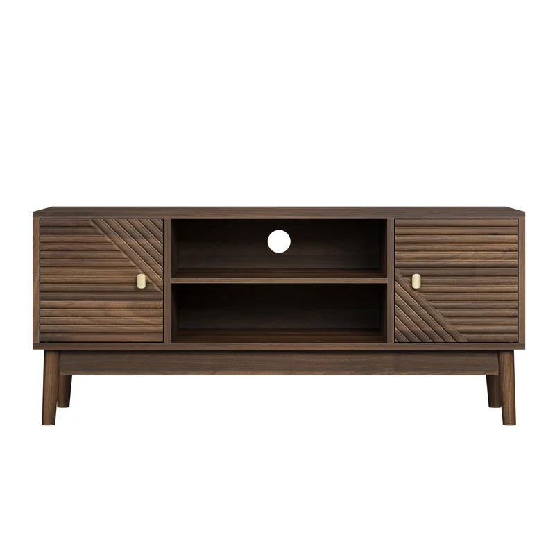 Meuble TV effet bois vintage 2 portes et 2 niches MUCILAGE