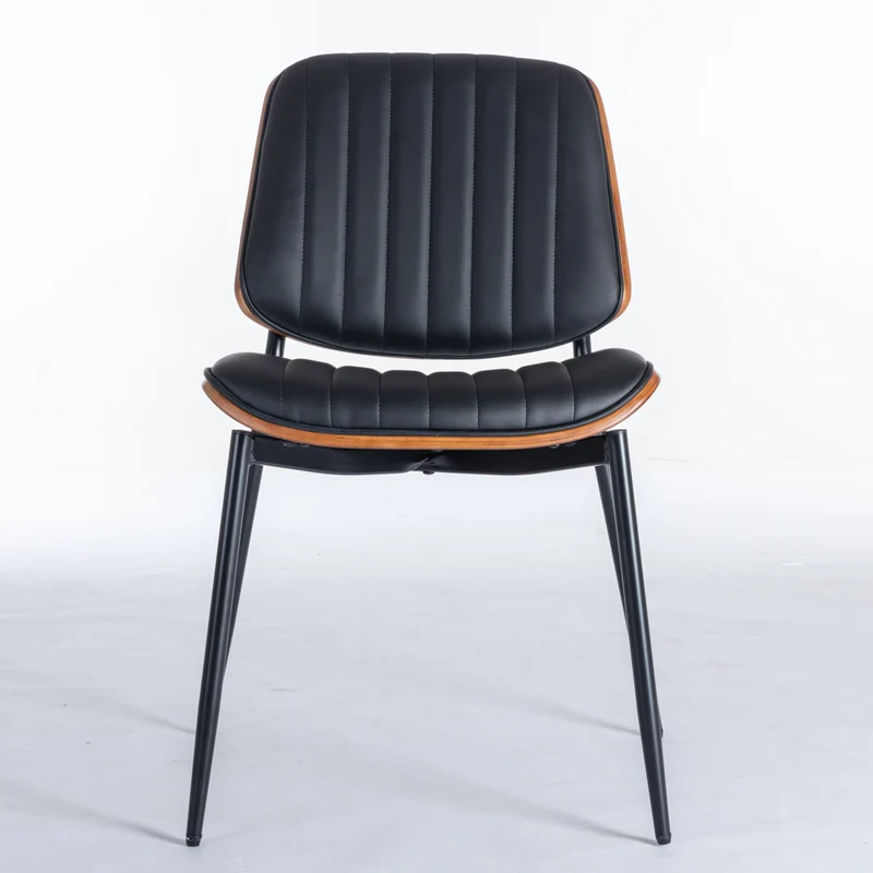 Lot de 2 chaises de salle à manger vintage en cuir PU et bois noyer courbé - style industriel chic AUTOMIMET