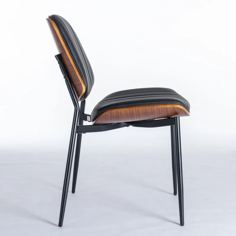 Lot de 2 chaises de salle à manger vintage en cuir PU et bois noyer courbé - style industriel chic AUTOMIMET
