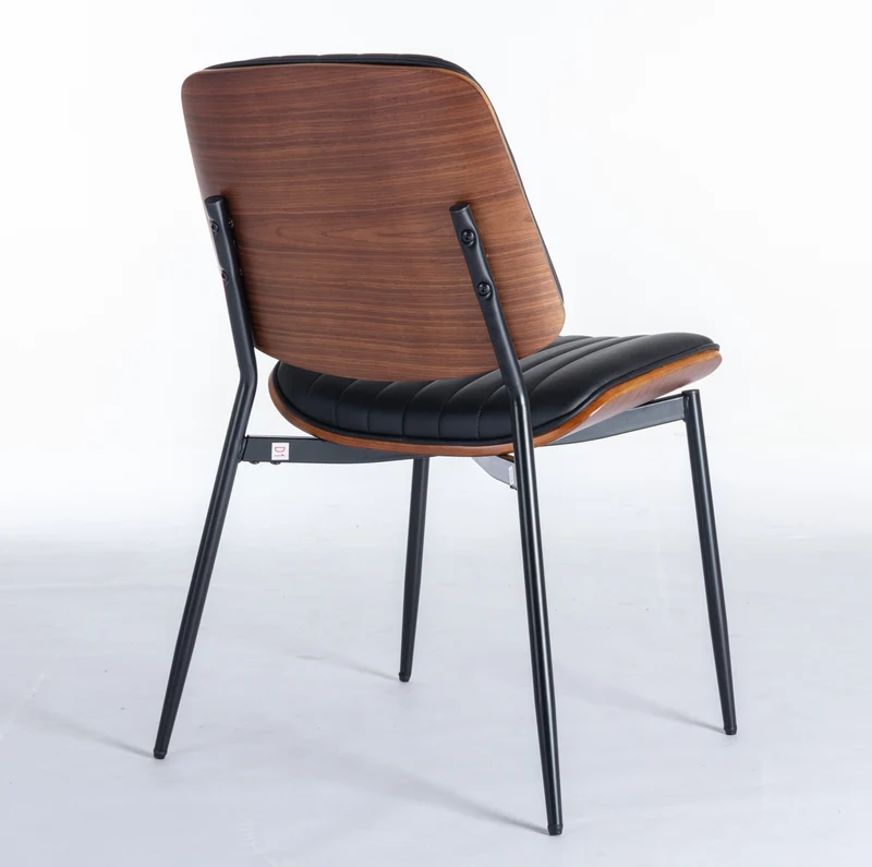 Lot de 2 chaises de salle à manger vintage en cuir PU et bois noyer courbé - style industriel chic AUTOMIMET