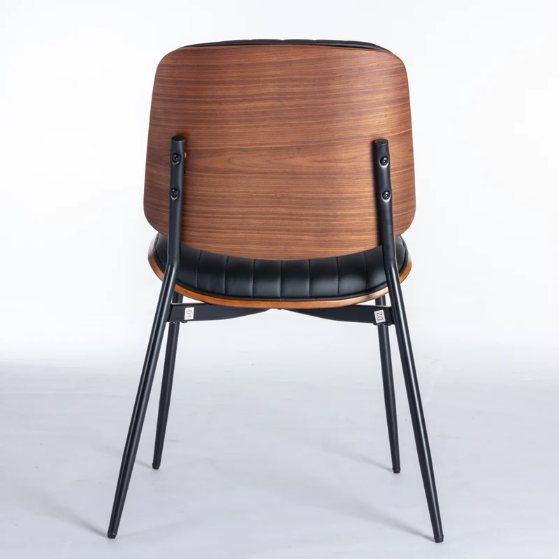 Lot de 2 chaises de salle à manger vintage en cuir PU et bois noyer courbé - style industriel chic AUTOMIMET