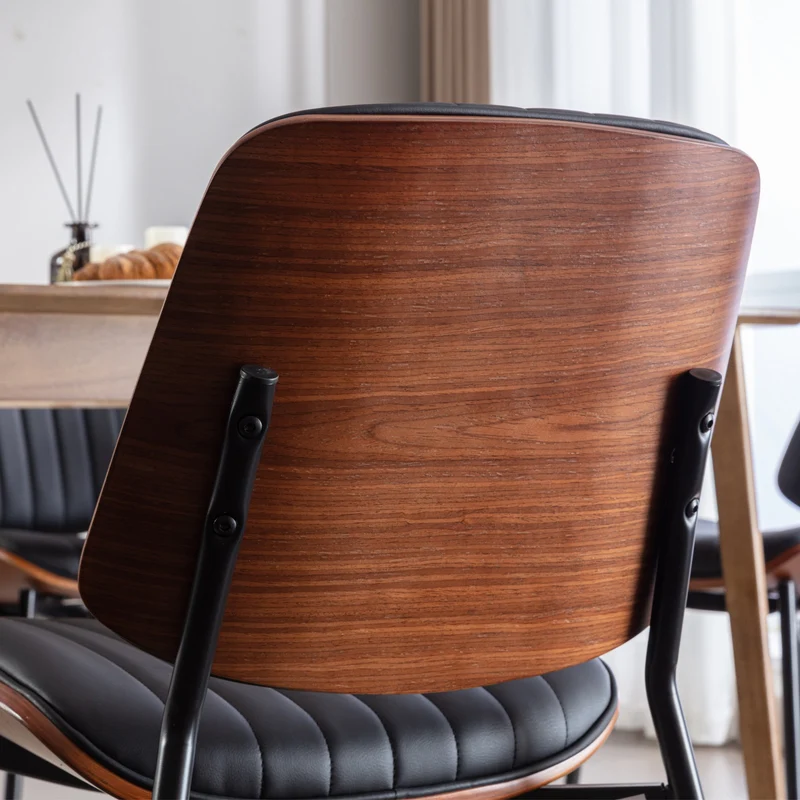 Lot de 2 chaises de salle à manger vintage en cuir PU et bois noyer courbé - style industriel chic AUTOMIMET