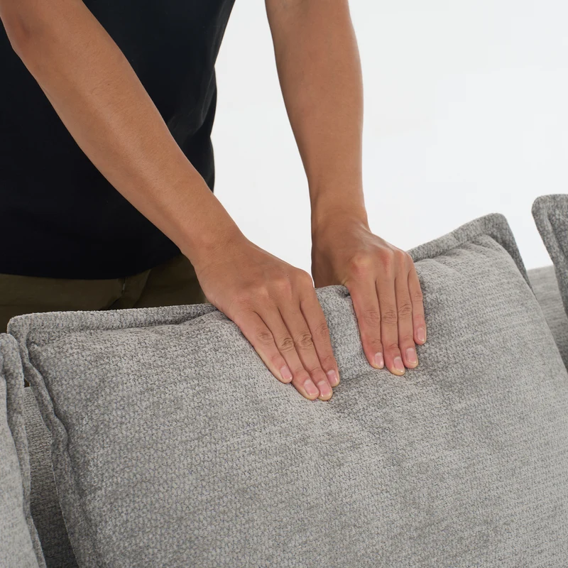 Canapé d'angle XXL L-Form modulable 264cm en chenille gris clair, profond, sans montage, confort moelleux DECENTRA