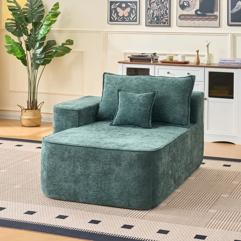 Canapé d'angle XXL L-Form modulable 264cm en chenille vert, profond, sans montage, confort moelleux BIOLOGY