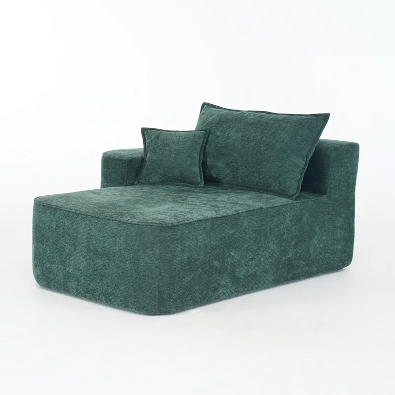 Canapé d'angle XXL L-Form modulable 264cm en chenille vert, profond, sans montage, confort moelleux BIOLOGY