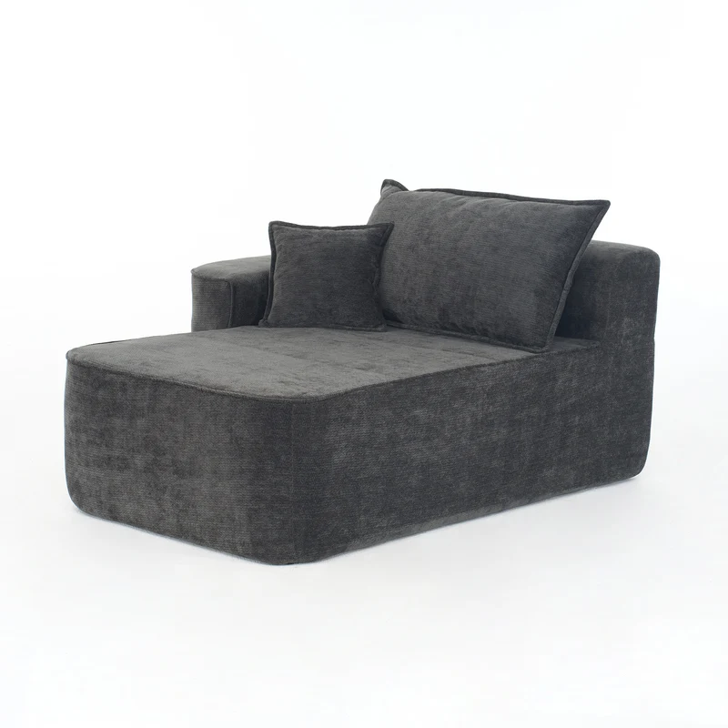 Canapé d'angle XXL L-Form modulable 264cm en chenille noire, profond, sans montage, confort moelleux METAVERS