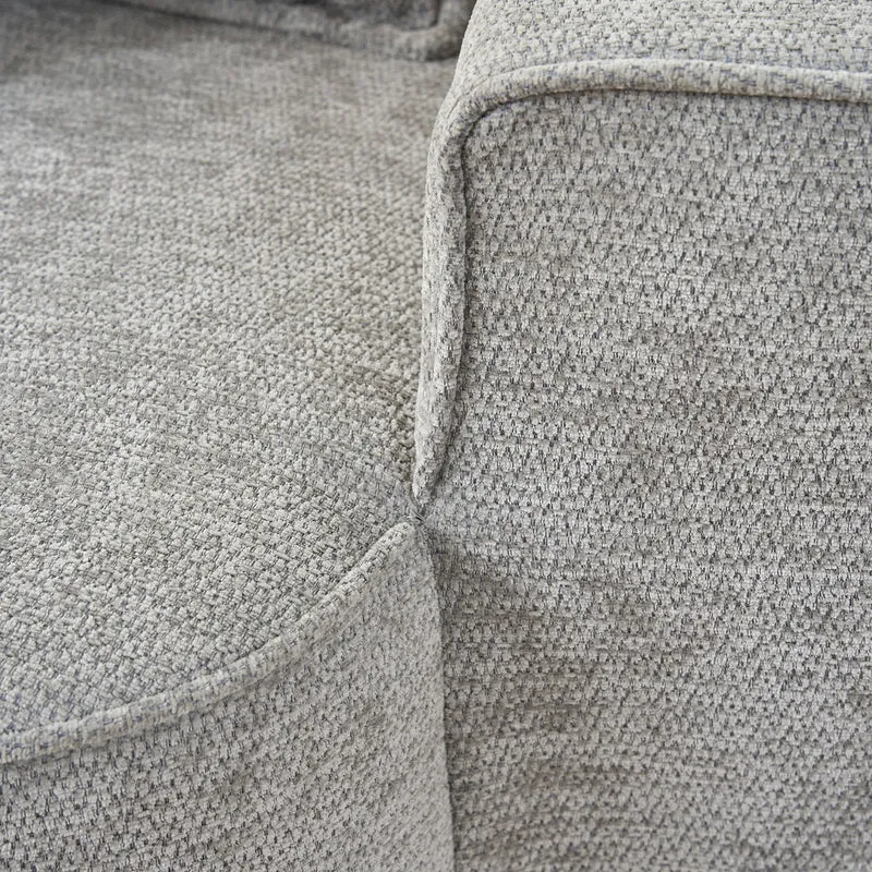 Canapé 2 places sans montage chenille gris clair, poches latérales, assise moelleuse PROCESS